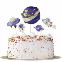 Cake Decorations - Galaxy - Happy Birthday 5 pcs